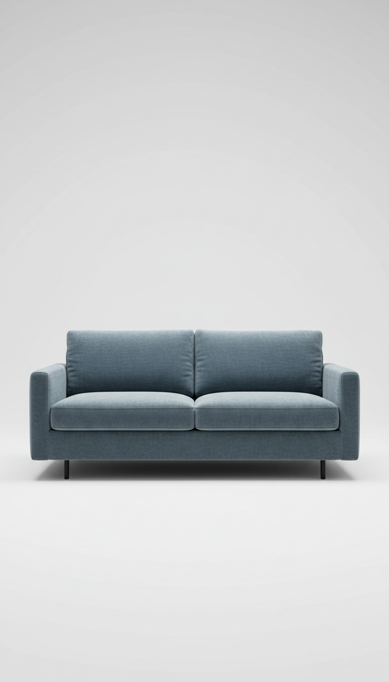 Single-seat sofa in slate blue chenille