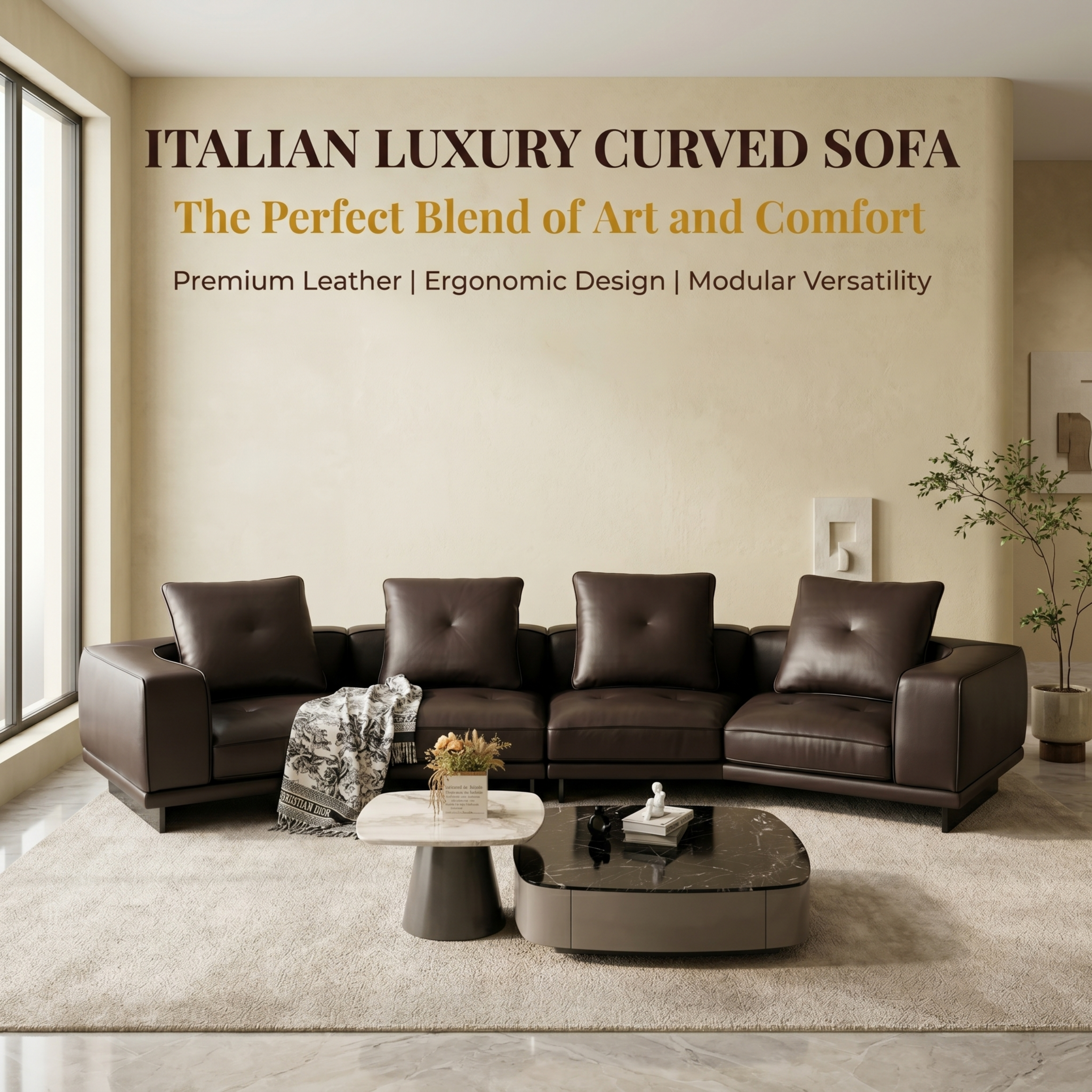 Dylan Sculptural Modular Sofa - Irregular Asymmetrical Silhouette, Artistic Statement Piece