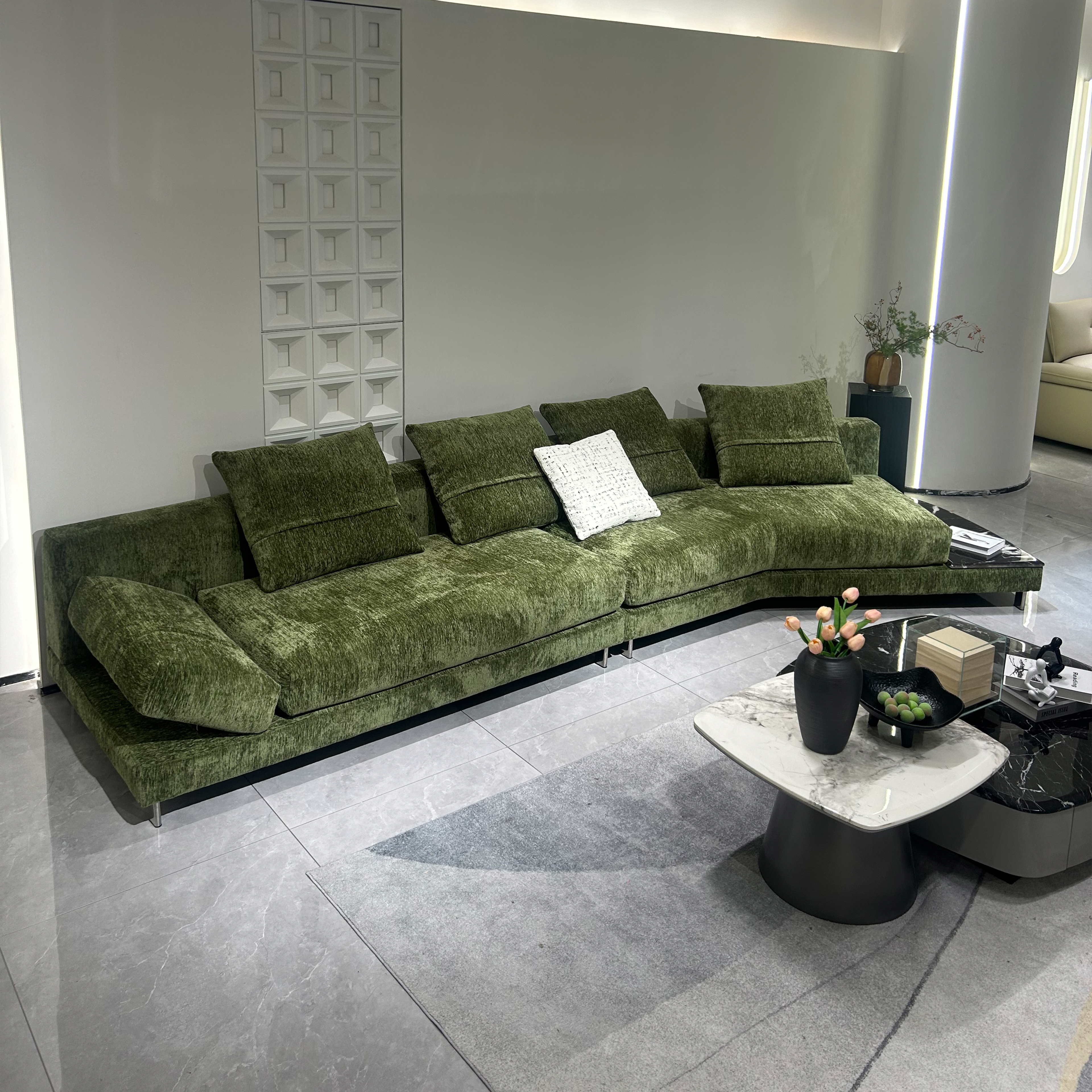Skyline Irregular Sofa - Asymmetrical Modular Silhouette, Urban Horizon Design