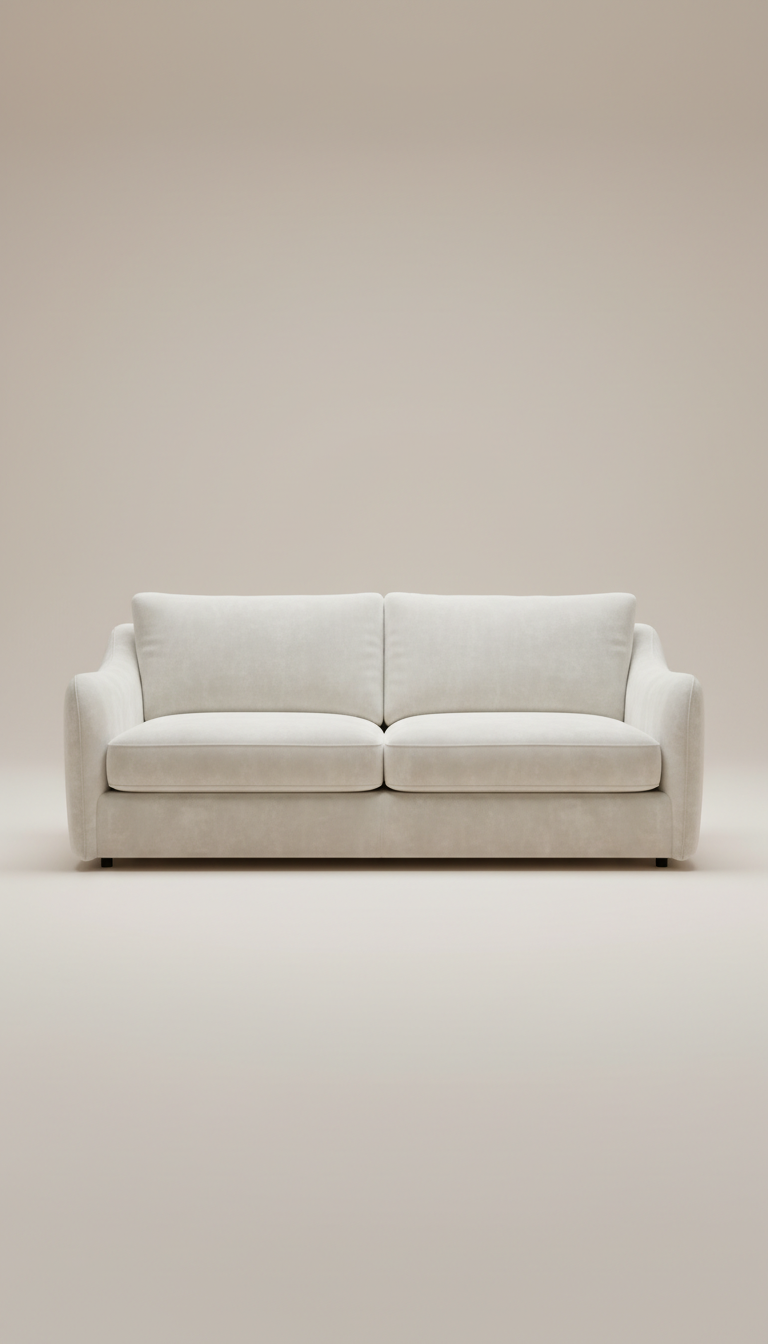 Single-seat sofa in cloud white velvet