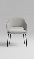Compact accent chair with curved back