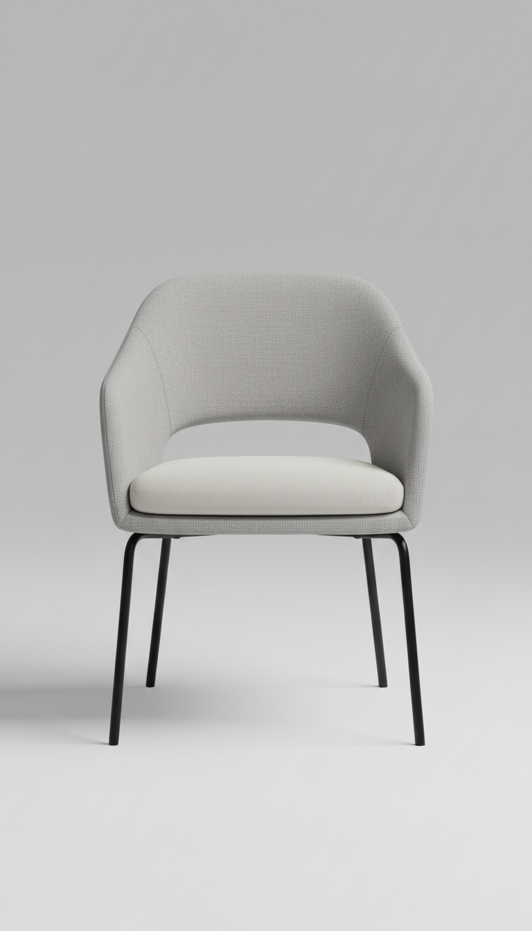 Compact accent chair with curved back