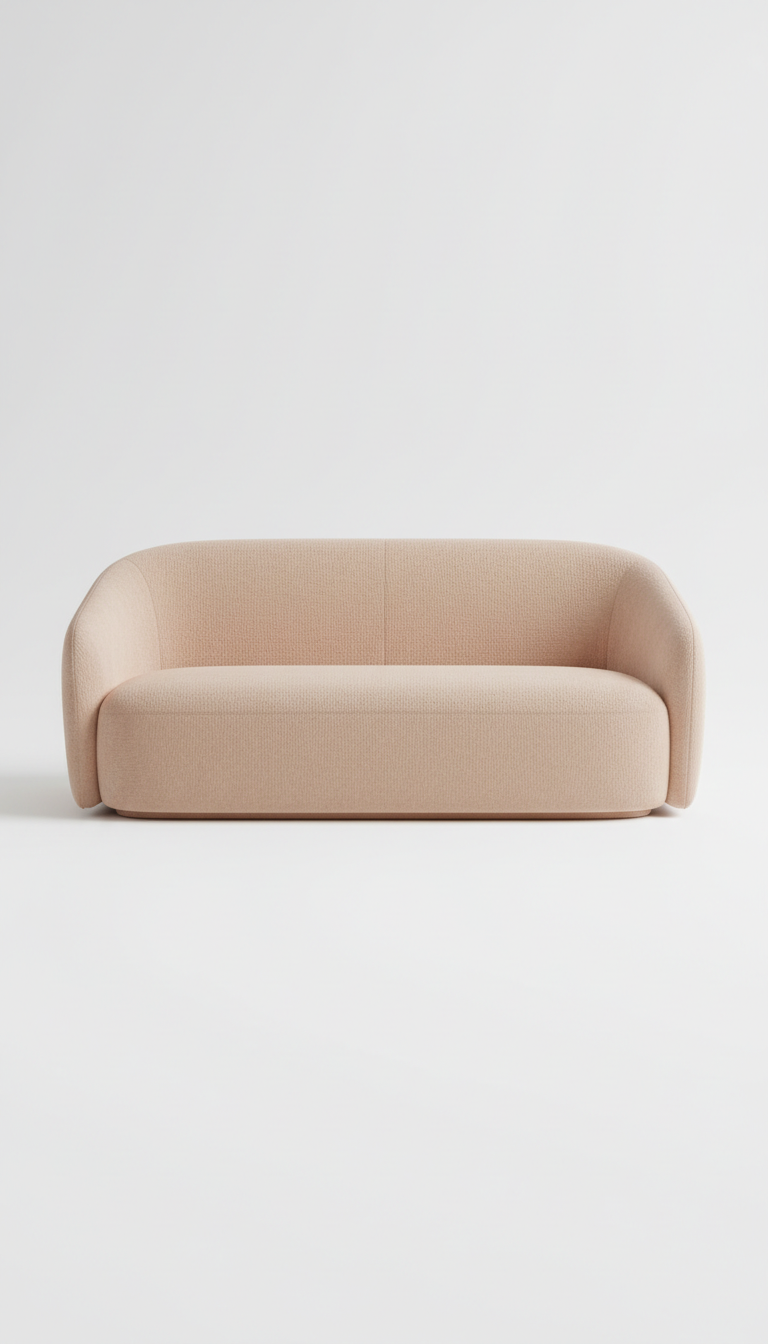 Single-seat sofa in blush sand boucle