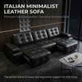 Lawrence Push-Out Sleeper Sofa - Italian Minimalist Leather & Fabric Sofa Bed