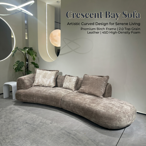 Crescent Bay Handwoven Leather Sofa - Full Grain Italian Leather, Curved Modular Design