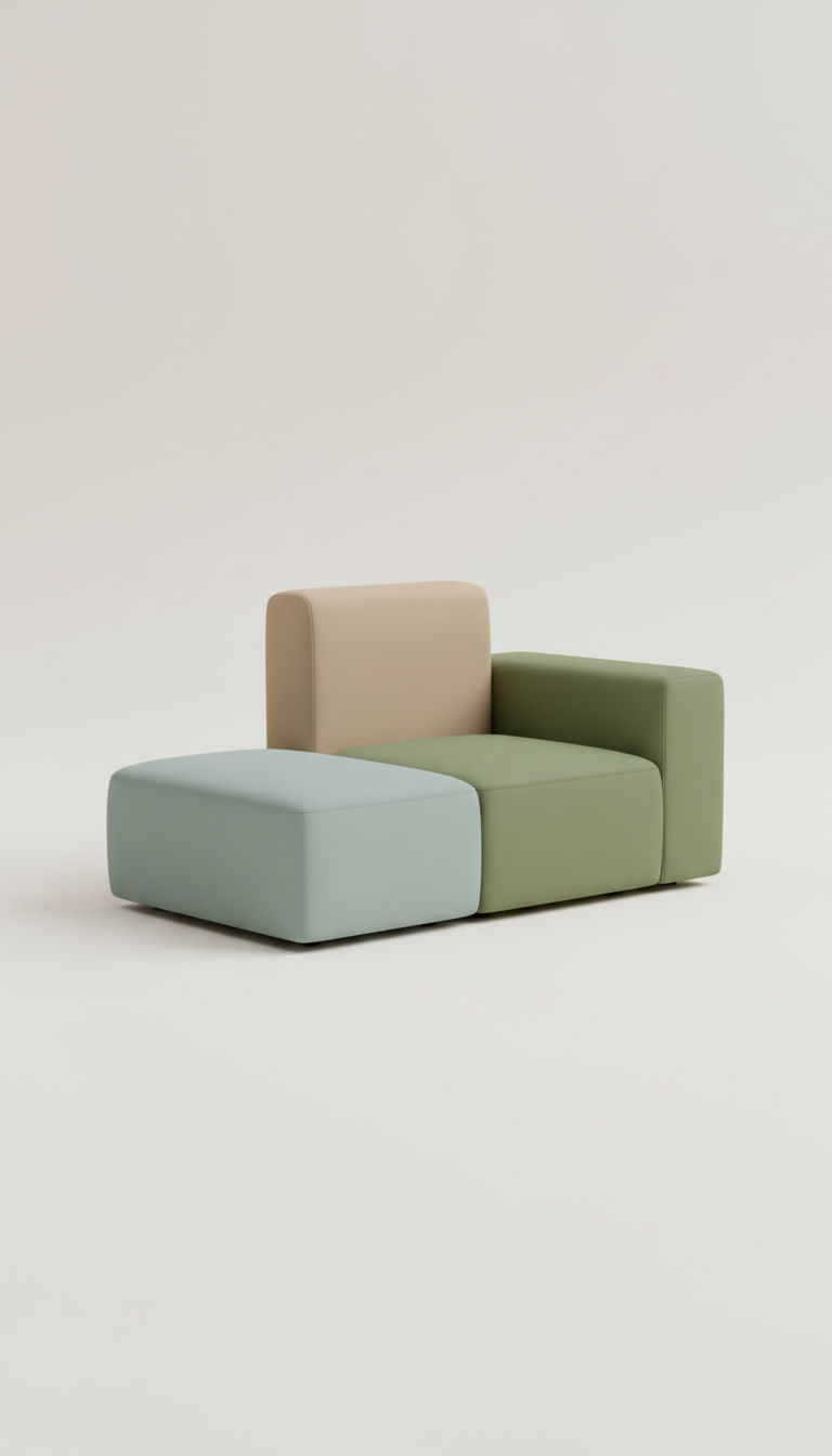 Single-seat modular sofa with plush upholstery