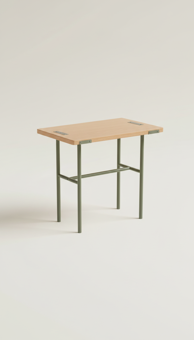 Folding side table with metal accents