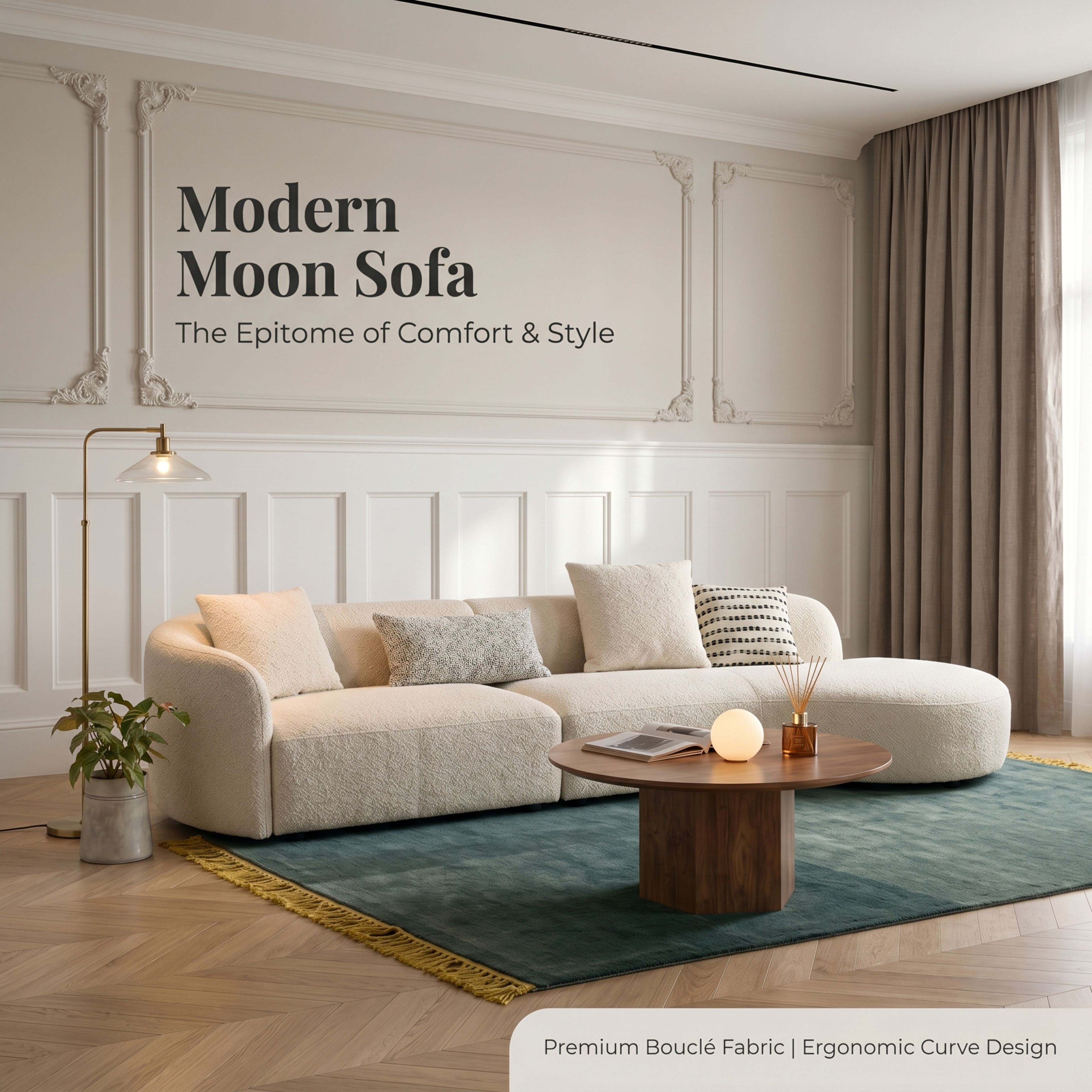 Luna Asymmetrical Sofa - Irregular Moon Phase Curves