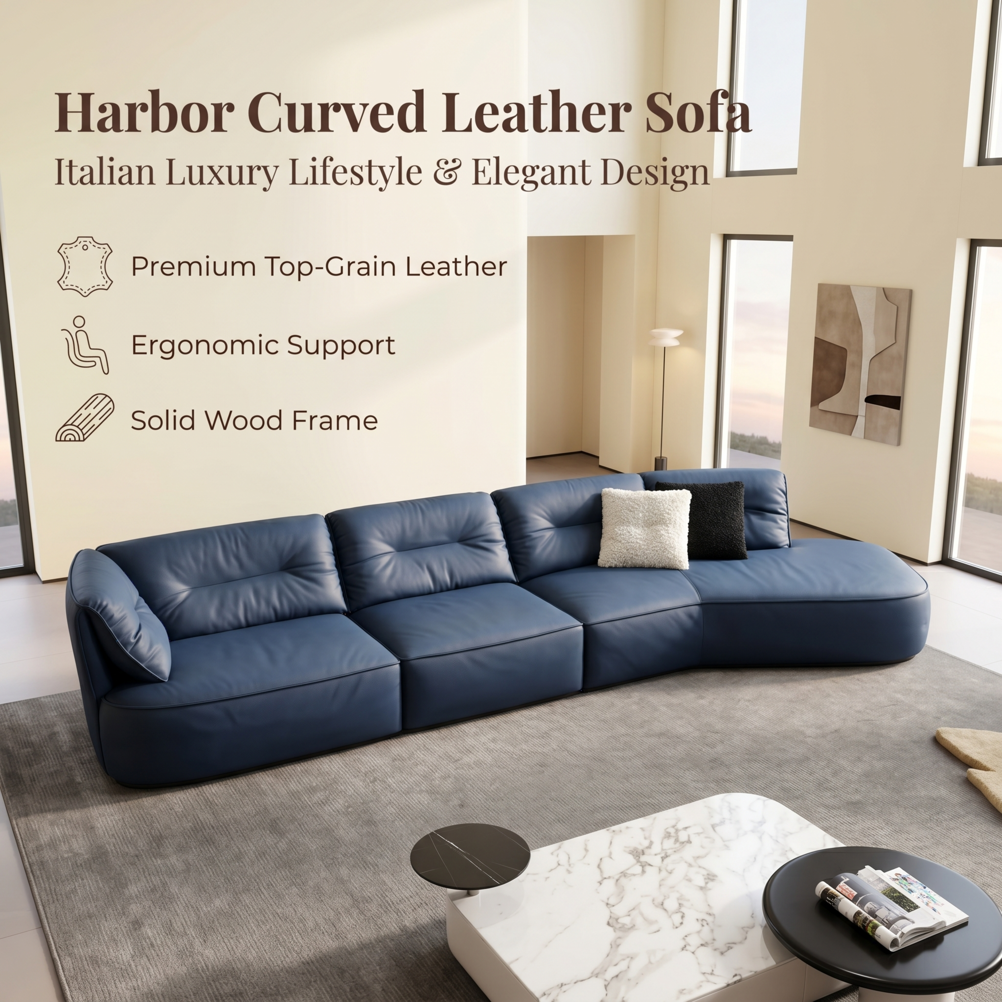Harbour Irregular Sofa - Asymmetrical Free-Form Silhouette, Organic Artistic Statement